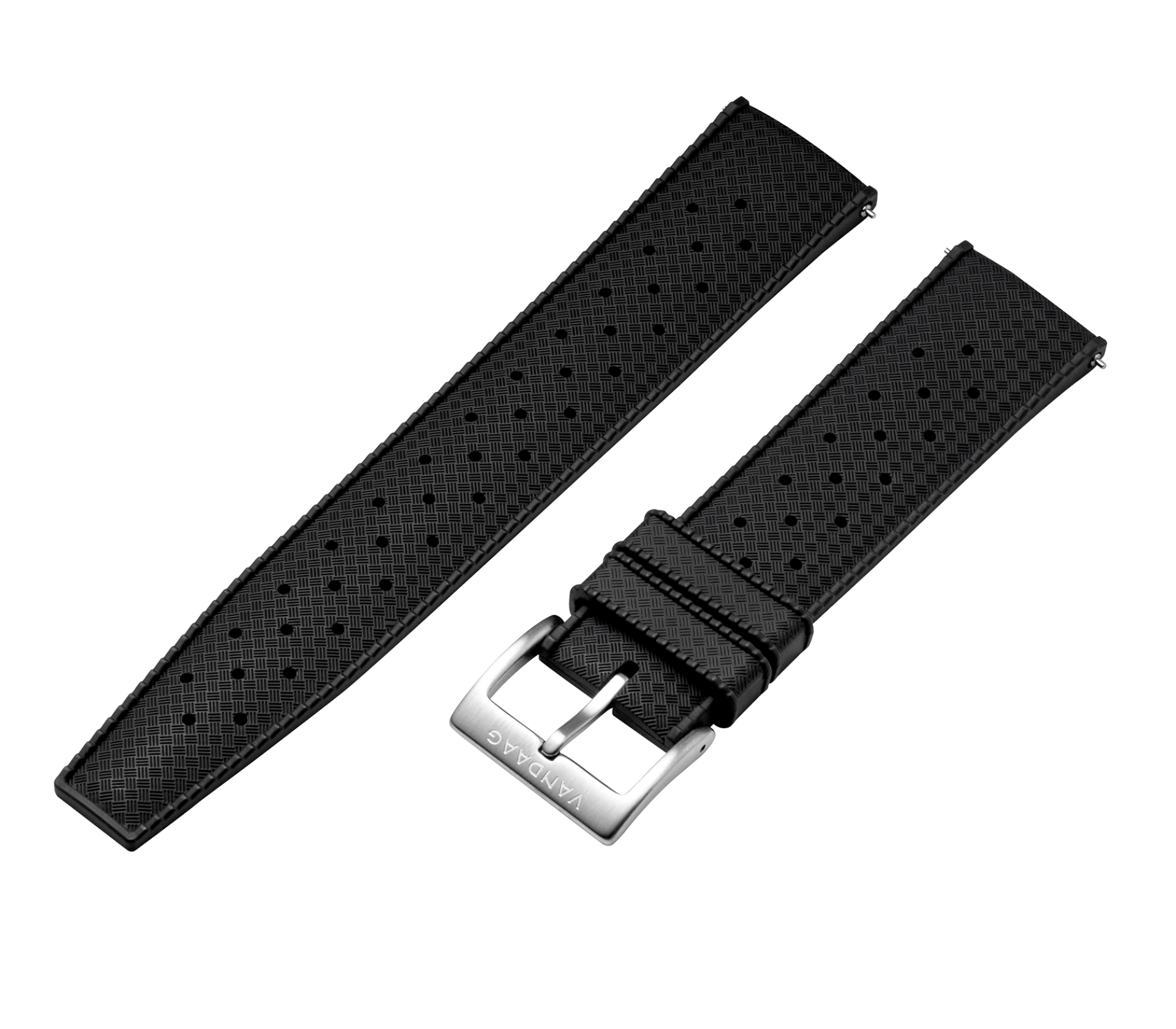 Kautschukband Munter, Schwarz, 22mm, Edelstahlschließe