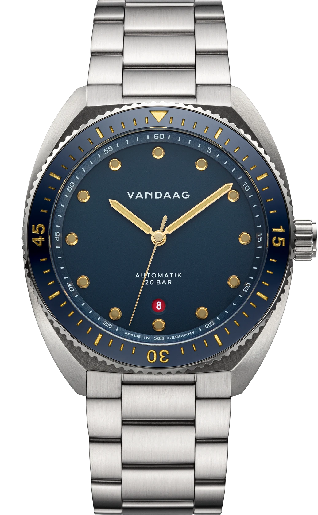 Tiefsee Automatik - Gold-Ruhe - massives Stahlband