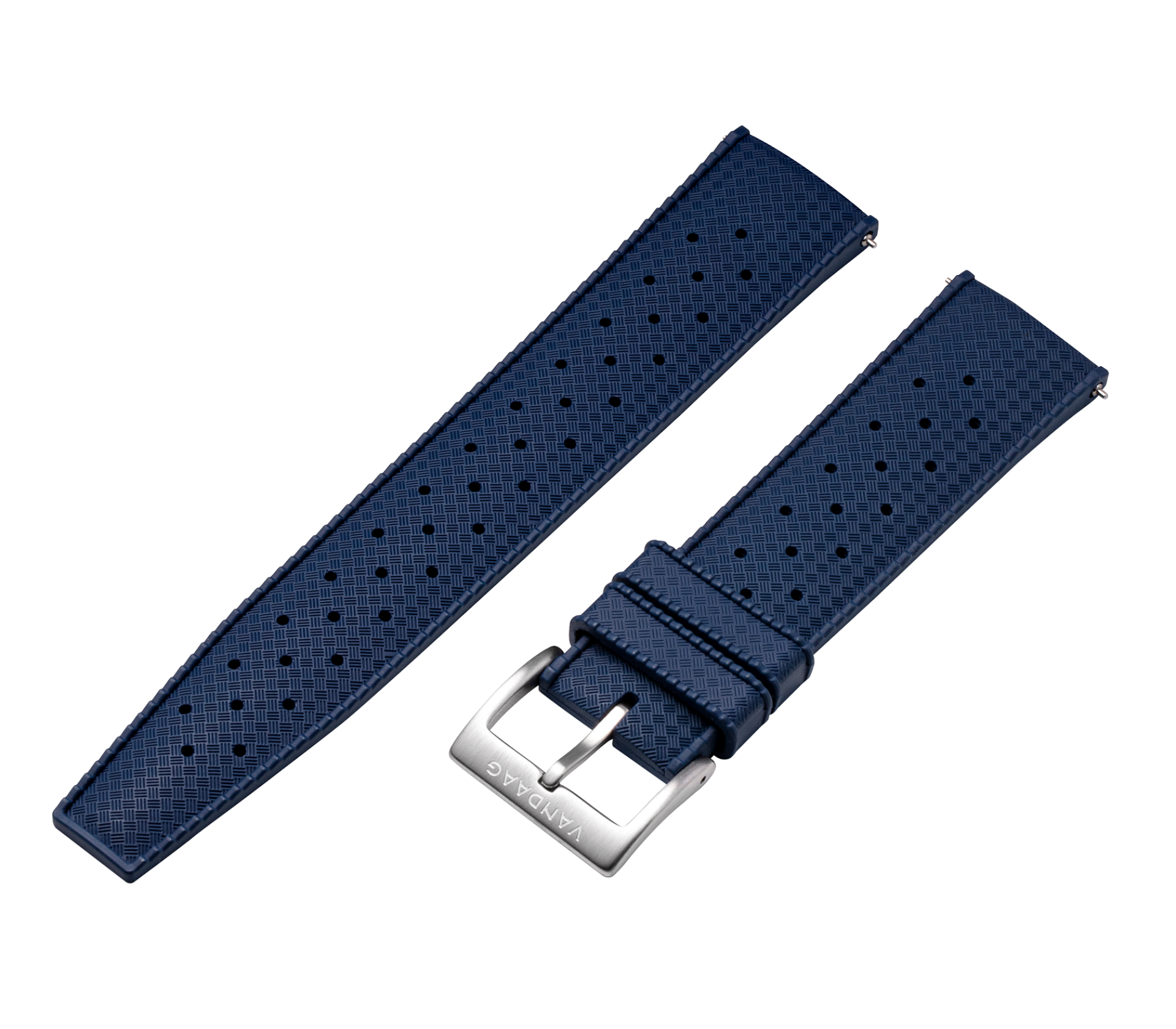 Kautschukband Munter, Blau, 22mm, Edelstahlschließe