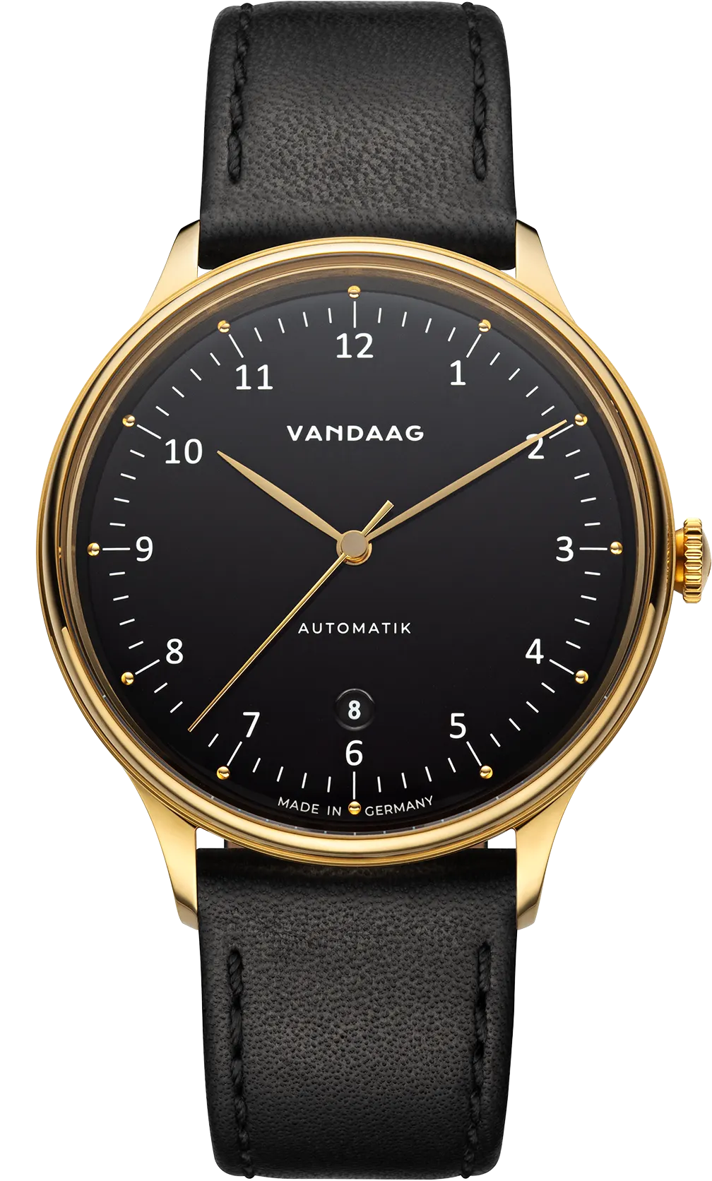 Primus Automatik - Gold-Schwarz - schwarzes Lederband