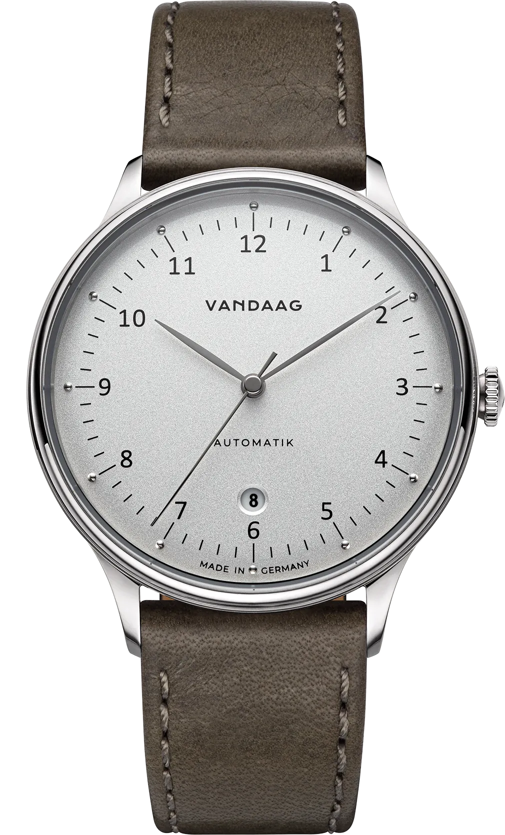 Primus Automatik - Stahl-Silber - grün-braunes Lederband