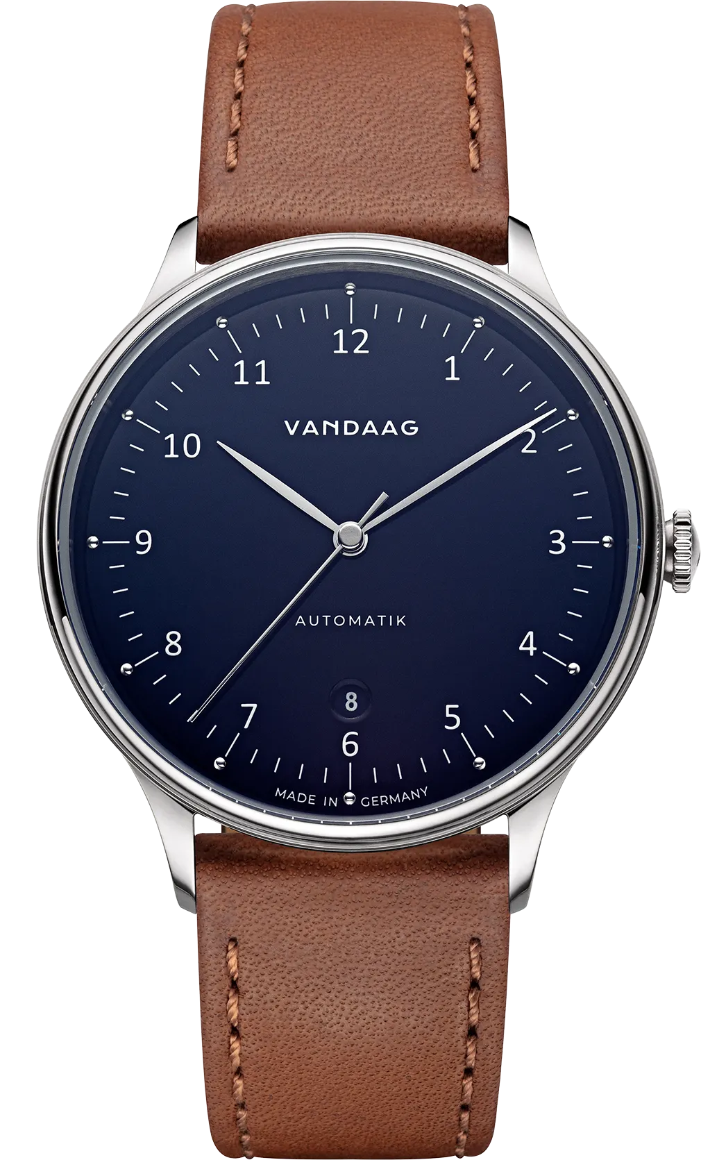 Primus Automatik - Stahl-Blau - hellbraunes Lederband